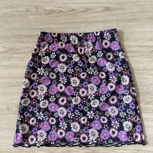 Nasty Gal Black and Purple Floral Mini Skirt